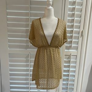 Gold metallic sexy mesh coverup